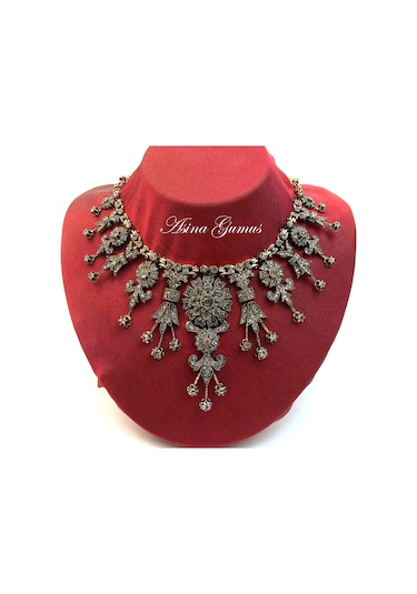 Muhteşem Yüzyıl Elmas Montür Gerdanlık Kolye Sarı