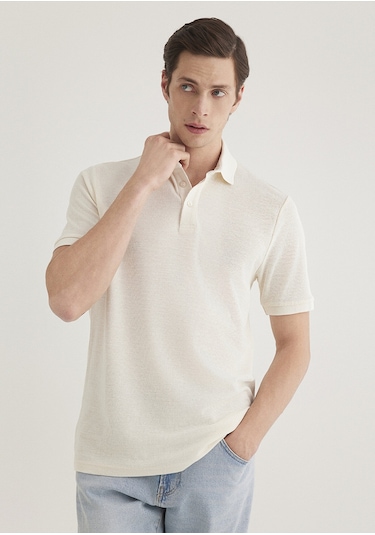 Mavi - Ekru Polo Tişört 0612521-70057 Ekru