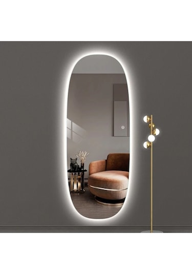 Boy Aynası Ledli Dokunmatik Flora Aura Dekoratif Boy Aynası Ledli Dokunmatik Ghu-01 Beyaz