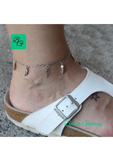 Sallantılı Taşsız Halhal Gümüş