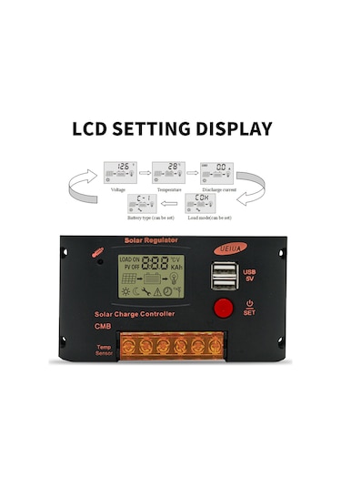 Monyee Akıllı Güneş Enerji Kontrolörü 10a - Pwm Şarj, Lcd Ekran, Çoklu Koruma, Li-po/plombo Akü Uyumlu