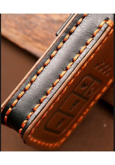 Tongxida Hallmo Honda 2 Düğmeli Deri Kapak Anahtar Kılıfı Kahverengi