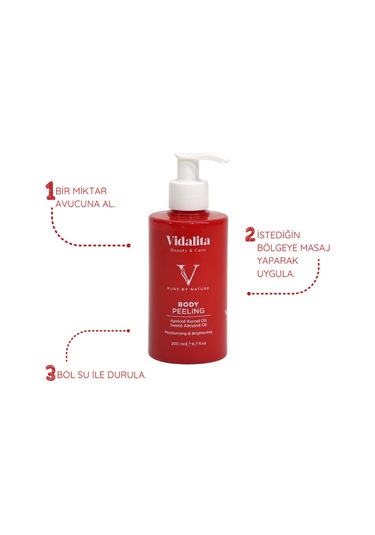 Vidalita Beauty & Care Doğal Vücut Peelingi Kayısı Çekirdeği & Tatlı Badem Yağı 200 ML