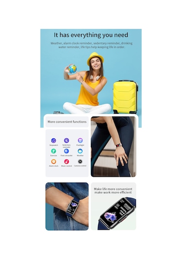 Lemestar H80 Akıllı Saat 1.47" Dokunmatik Ekran Silikon Kayış