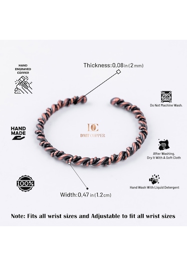 El Yapımı Şık Tasarım Kalın Dövülmüş Saf Bakır Bilezik Bakır Takı Bilekliği Işıklı Kutulu 4 Lü Set Bakır