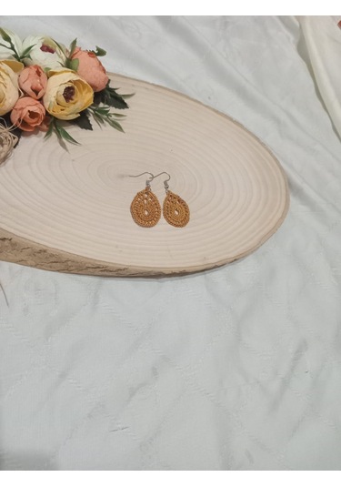 El İşi Örgü Küpe Kahverengi