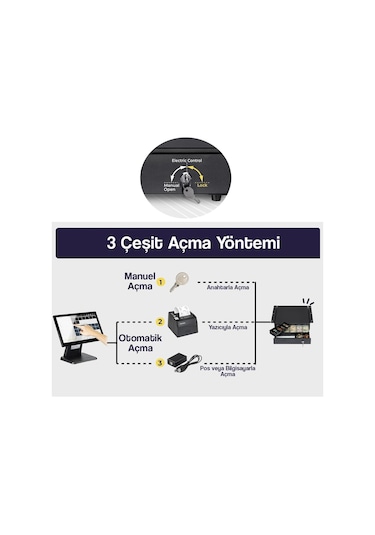 Stilmax Pr4112v Büyük Boy Elektronik Kasa Çekmecesi Çelik Gövde, 5+5 Para Bölmeli, 41 41 Cm