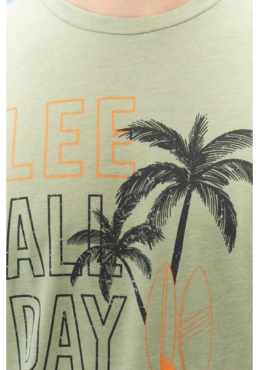 Lee Lightweight Graphic Erkek Yeşil Bisiklet Yaka Tişört L221059308 Yeşil