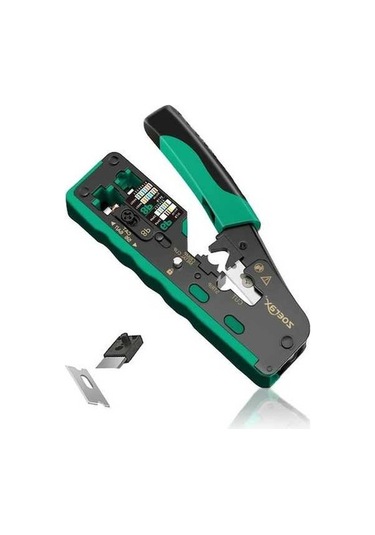 Besthome1 Yeşil Zoerax Rj45 Sıkma Aracı Cat7-6a-6-5e Ethernet Tel Kesici Yedek Bıçaklı