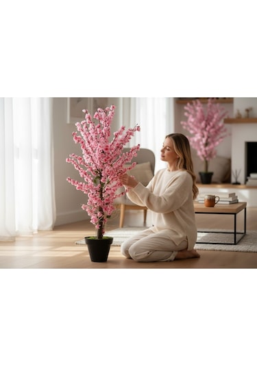 Pembe Bahar Dalı Yapay Agaç 160 Cm Yeşil