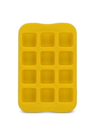 Silikon Çikolata Kalıp Tepsisi Yaratıcı Geometri Şekilli Buz Küpü Kek Dekorasyon Kalıbı, Şekil: Kare Sarı Sarı