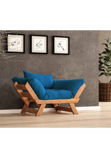 Woodesk Adalar Masif Tik-mavi Renk Berjer Cpt8156-140 Mavi