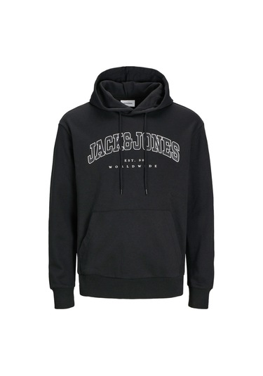 Jack & Jones Jjecaleb Varsıty Sweat Ho Siyah Erkek Sweatshirt 000000000101992600 Siyah