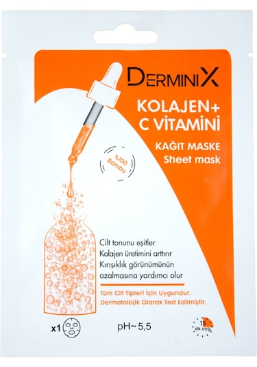 Derminix Kolajen + C Vitamini Kağıt Maske Seti 1 Adet