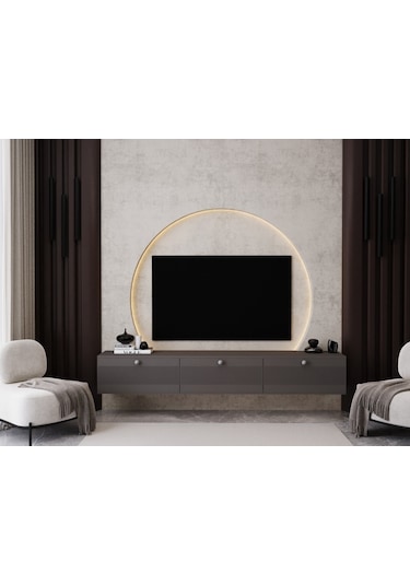 Melura Tv Ünitesi - Tv Sehpası 200 Cm Duvara Monte %100 Mdf Gri