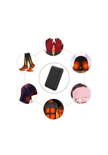 Geeksen 5000mah 5v Usb Şarj Cihazlı Isıtıcı Eldiven, Çorap Ve Giysi İçin Taşınabilir Mini Güç Kaynağı Siyah