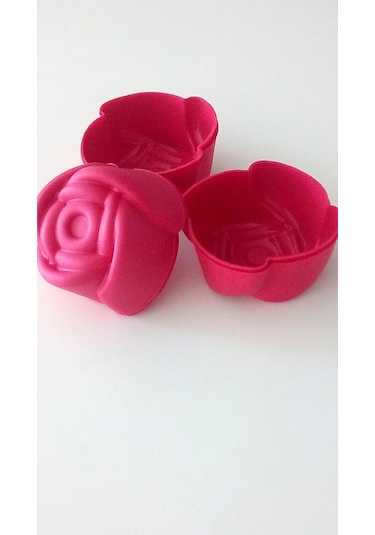 Pink Rose Bybirgul Mini Silikon Gül Kek Kalıbı Kırmızı