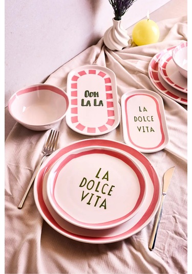 La Dolce Vita 8 Parça 2 Kişilik Yemek Takımı Cokrenklı Desenli