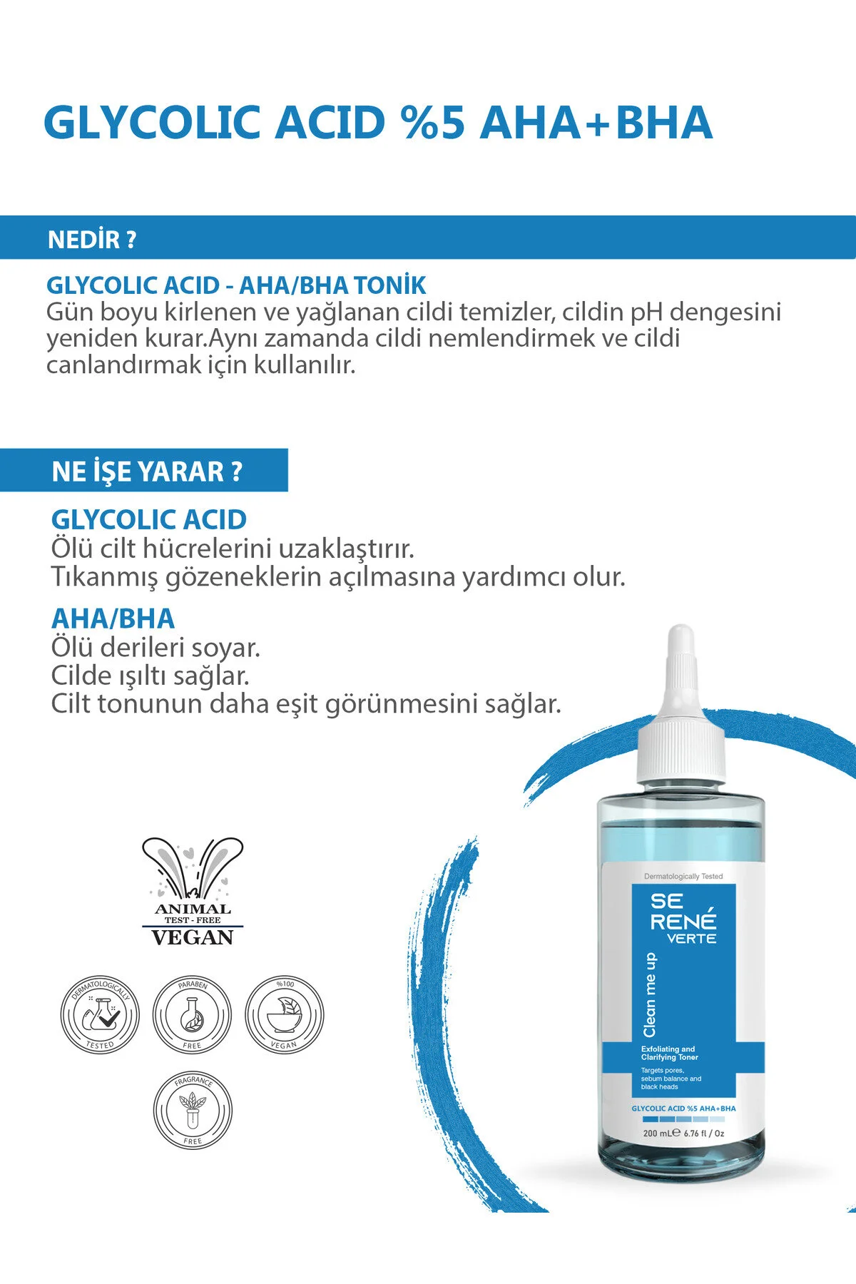 Se Rene Verte Tüm Ciltler Için Glikolik Asit Tonik 200 Ml