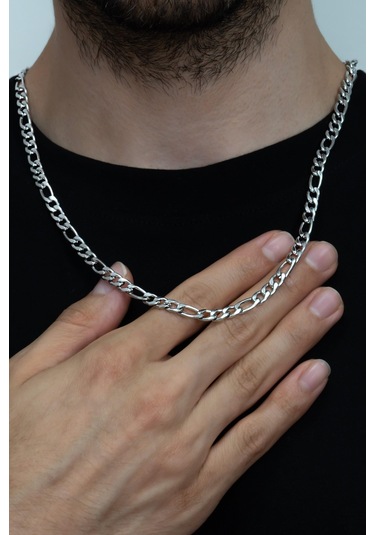 Figaro Çelik Zincir Erkek Kolye 55 6Mm Ack06 (31175663) Beyaz