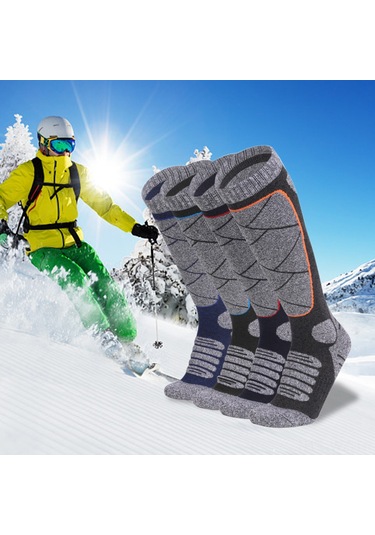 Wezone Yüksek Bilekli Kayak Çorabı, 80% Pamuk, Hızlı Kuruyan, Akışkanlık Sağlar, Kompresyonlu, Spor Ve Günlük Kullanım İçin M/l Boy Mavi