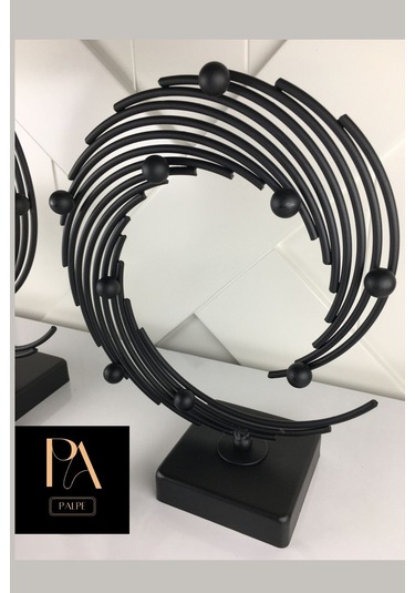 Siyah 2'li Ofis Metal Aksesuar Biblo Ev Salon Dekorasyon Obje