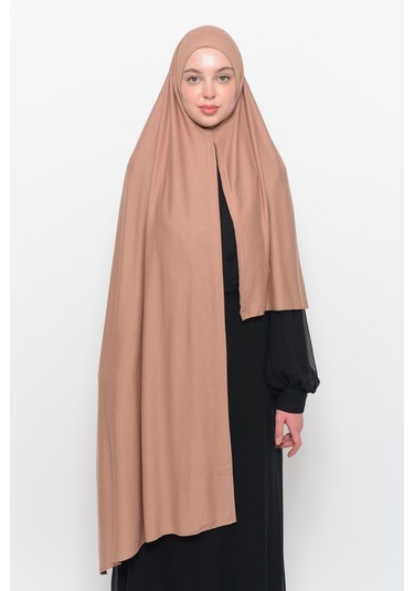Hazır Pratik Geçmeli Lüks Düz Penye Şal Çapraz Hizalı Bej