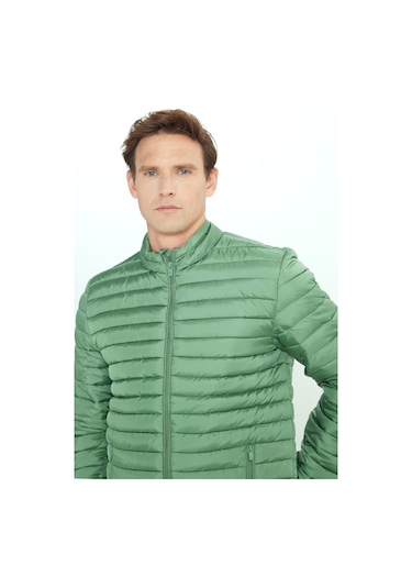 AC&Co / Altınyıldız Classics Erkek Yeşil Sıcak Tutan Standart Fit Normal Kesim Dik Yaka Yan Cepli Mont YESIL Yeşil