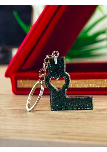 Harfli Anahtarlık Epoksi Kişiye Özel Yapım El Yapımı Harf Anahtarlık Kalp Model Özel Tasarım Hediyelik Ürün Kalp Desenli Simli Anahtarlık Bakır