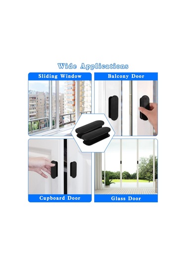 Paket Yapışkanlı Balkon Kapı Kolları, Dış Mekan Veranda Kapı Kolları, Mobilya Kolları, Cam Kapı Ve Pencere Kolları İçin Çekmece Kulpları - Siyah