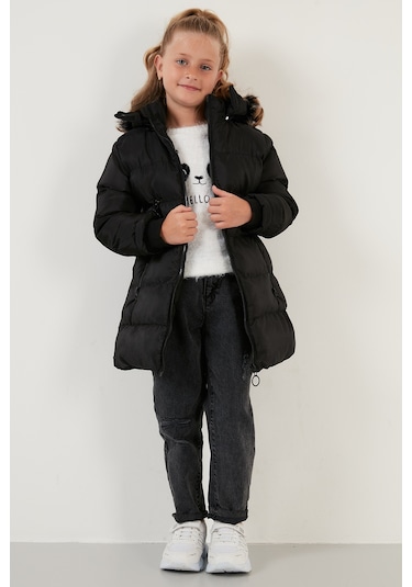 Lela Peluş Astarlı Yakası Suni Kürklü Çıkarılabilir Kapüşonlu Kışlık Kız Çocuk Mont 5766038 Siyah Lela Peluş Astarlı Yakası Suni Kürklü Çıkarılabilir Kapüşonlu Kışlık Kız Çocuk Mont 5766038 Siyah