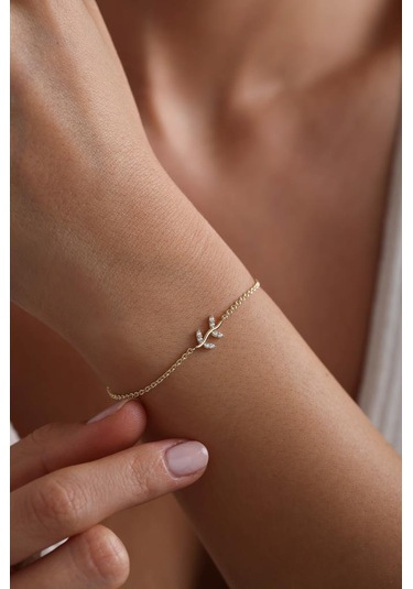 14 Ayar Altın Taşlı Tasarım Bileklik Ekm4840 Sarı Altın