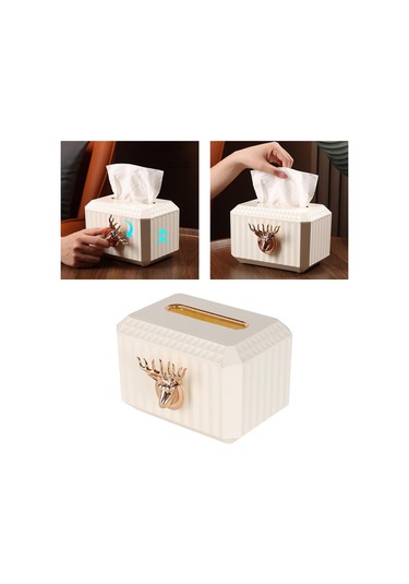 Suntek Tezgah Beyaz Peçete Kağıt Tutucu Geyik Kafası Heykel