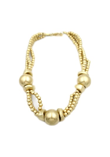 Mat Boncuk Kolye - Altın Çok Renkli