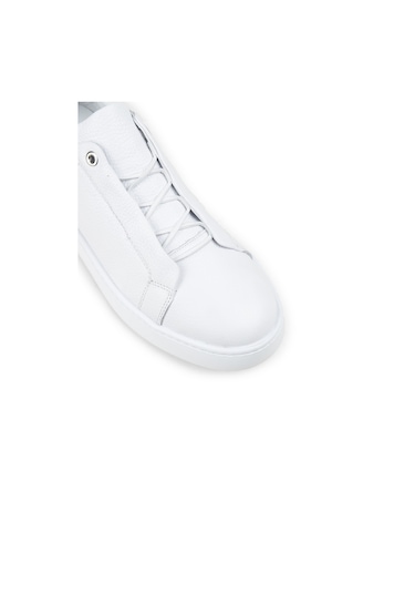 Deery Erkek Hakiki Deri Beyaz Gizli Bağcıklı Sneaker Ayakkabı - 04444mbyze01