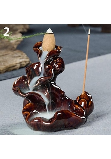 Kırmızı Mini Çin Tarzı Tütsü Tutucu Dağ Akışı Seramik Tütsü Brülör