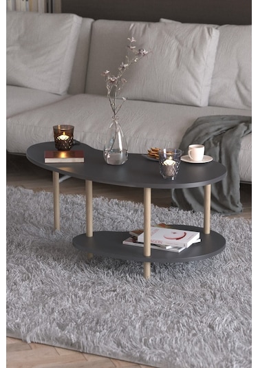 Fasülye Orta Sehpa Ahşap Ayaklı Sehpa Iki Raflı Sehpa Dekoratif Sehpa Gazetelikli - Antrasit Fasülye Orta Sehpa Ahşap Ayaklı Sehpa Iki Raflı Sehpa Dekoratif Sehpa Gazetelikli - Antrasit