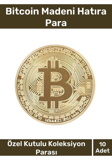 Deluxe Series Kutulu Hediyelik Kripto Hatıra Koleksiyon Bitcoin Madeni Para Altın Rengi 10 Adet
