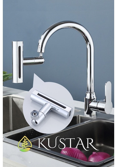 Kustar Şelale 4 Fonksiyonlu Krom Aç Kapa Mutfak Eviye Bataryası Tasarruf Yüksek Tazyik Yağmur Şelale Modlu