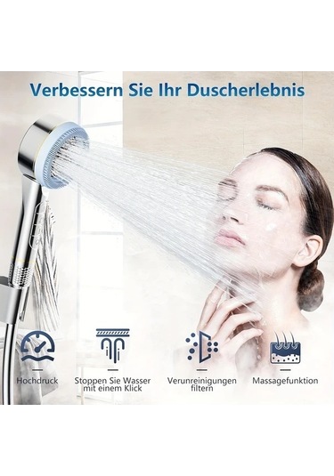 Fastbuy Dream011 2 Adet Gümüş Çiçek Duşu Hortumu İle El Tipi Sprey Seti - Silikon Masaj Paneli Diğer