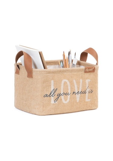 Ocean Home Textile Love Jüt Sepet 24 x 17 x 14 cm