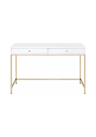 Adriana Gold Metal Beyaz Çalışma Masası