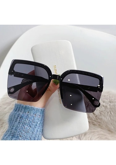Rpxbguckarhg Büyük Boy Vintage Kare Güneş Gözlüğü Uv400 Koruma Moda Aksesuaryellowother51 Gri