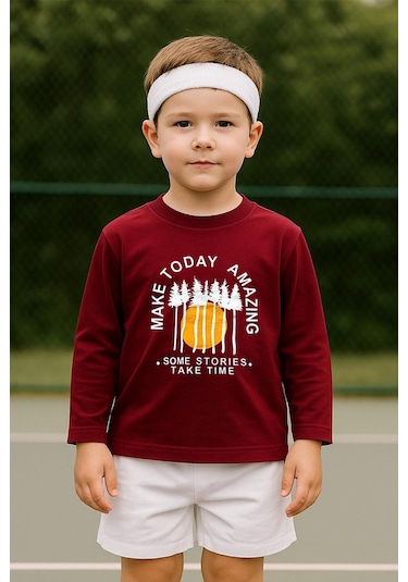 Erkek Çocuk %100 Pamuk Baskılı Uzun Kollu Tişört - Bordo 3-4 Yaş 8-9 Yaş Bordo Erkek Çocuk %100 Pamuk Baskılı Uzun Kollu Tişört - Bordo 3-4 Yaş 8-9 Yaş Bordo