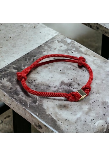 14 Ayar Altın Küp Model İpli Unisex Bileklik Sarı Altın