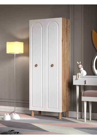Bohem 2 Kapaklı Gardırop Mdf Kapak Ceviz