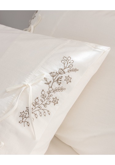 Madame Coco Relief King Size %100 Pamuk Bağlamalı Nevresim Takımı - Ekru/haki Çok Renkli