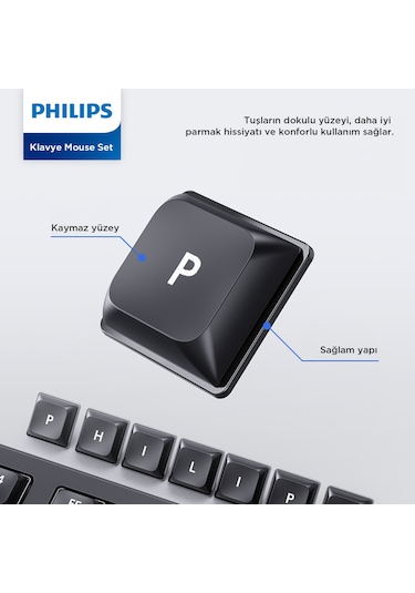 Philips Spt6247 Kablolu Türkçe Q Klavye Ve Mouse Seti Siyah