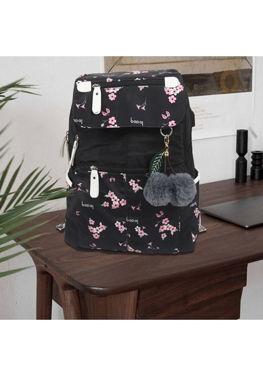Createtech Wbp2245 Siyah Kadın Okul Çantası - Kiraz Desenli, Trendy 47801535 Siyah