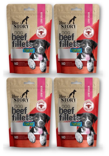 New Story Dog Beef Fillets Sığır Etli Şerit Köpek Ödülü 4 x 80 G
